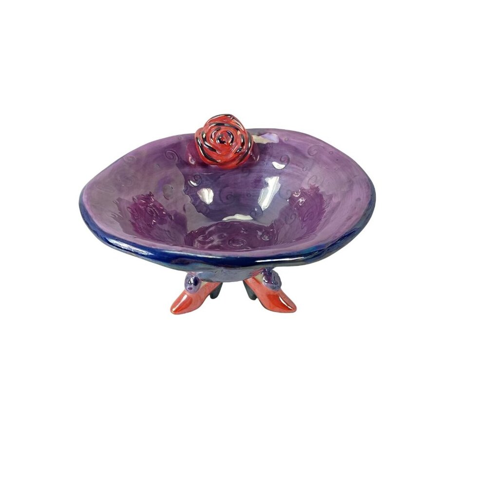 Studio Art Pottery High Heel Base Footed Bowl Vintage - Picture 5 of 7